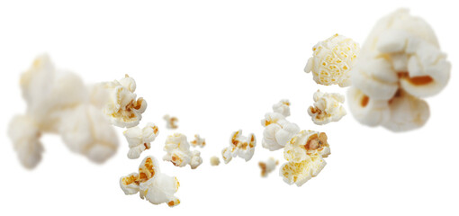 Flying delicious popcorn cut out - obrazy, fototapety, plakaty