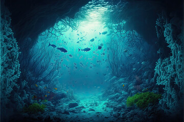 Obraz na płótnie Canvas Sea or ocean underwater deep nature background