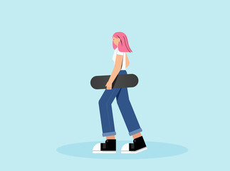 Woman with skateboard
