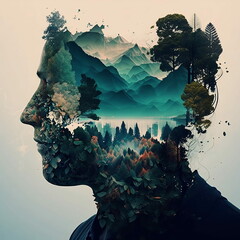 Relaxed man against the background of nature