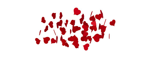 Falling red and pink hearts isolated on transparent background. Valentine’s day design