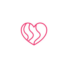 Heart Outline Icon, Love Symbol Illustration with Wavy Lines, Love Vector Isolated Symbol on White Background.