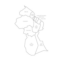 Guyana political map of administrative divisions
