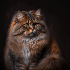 Portrait of a beautiful cat with white and red fur, Generative AI