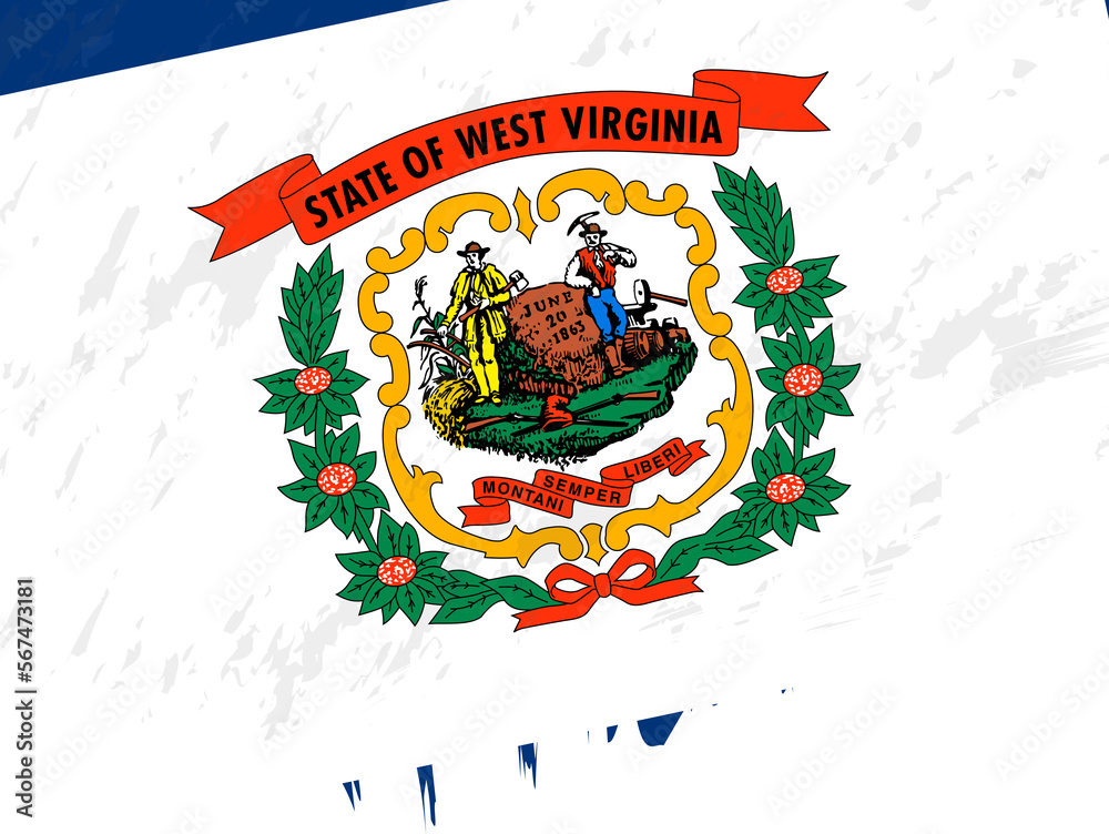 Sticker grunge-style flag of west virginia.