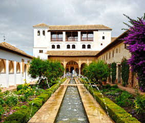 Fototapeta na wymiar Generalife Palace in the Alhambra of Granada, Andalusia, Spain. World Heritage by Unesco