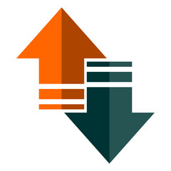 vektor up and down orange and dark green, good for icon or syimbol in teks presentation and etc