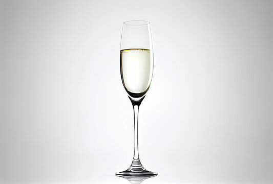 champagne glass on white, isolated, generative ai