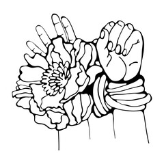 Bondage hands. Hands tied up with rope illustration in vector