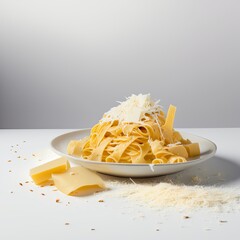 Italian pasta tagliatelle with parmesan