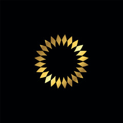 Gold Color Abstract Flower Decoration Mandala Vector Logo Template	