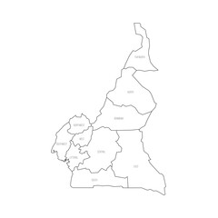 Cameroon political map of administrative divisions