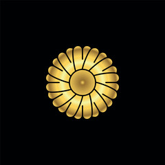 Gold Color Abstract Flower Decoration Mandala Vector Logo Template	