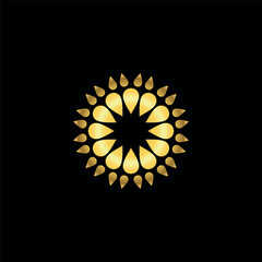 Gold Color Abstract Flower Decoration Mandala Vector Logo Template	