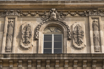Architectural fragment of the facade of the military school (Ecole Militaire) founded in 1750 in...