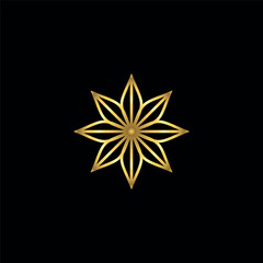 Gold Color Abstract Flower Decoration Mandala Vector Logo Template	
