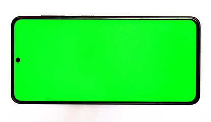 green smartphone screen  on  white background