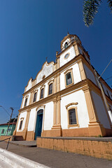 Matrix Church of Santana de Parnaíba, colonial city in Sao Paulo state, Brazil. Perspective of...