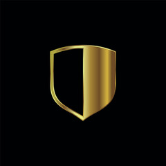 Gold Color Shield Secure Protection Icon Vector Template