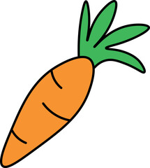 A simple vector drawing of a carrot, cartoon style, thick line.