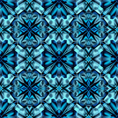 Seamless blue pattern, kaleidoscope pattern, blue pattern, blue kaleidoscope