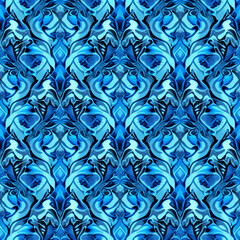 Seamless blue pattern, blue pattern, seamless pattern, kaleidoscope pattern