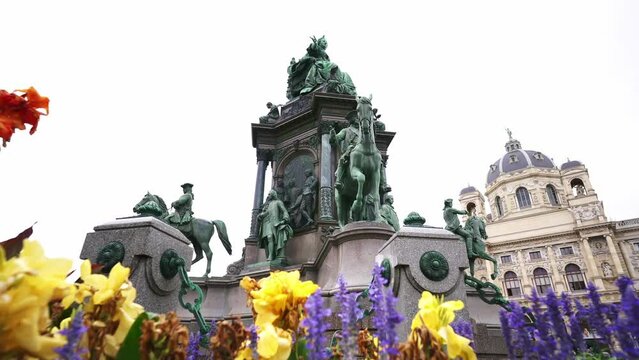 Maria Theresien Platz, monument of Empress Maria Theresa in Vienna city centre. Travel destination for tourist visiting Austria. Europe summer tourism.