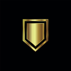 Gold Color Shield Secure Protection Icon Vector Template