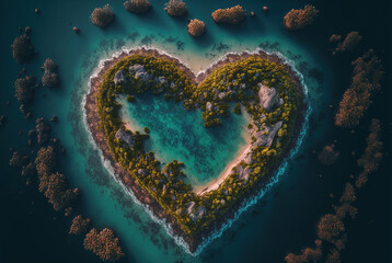An island heart for all the lovers or for the Valentine's day