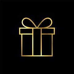 Gold Color Gift Box Icon Vector Template