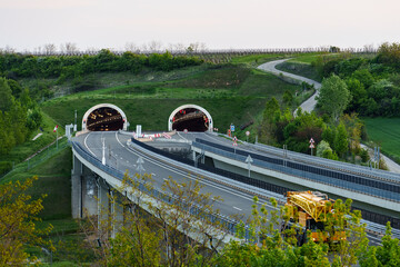 Hungarian M6 highway with tunel - 567477727