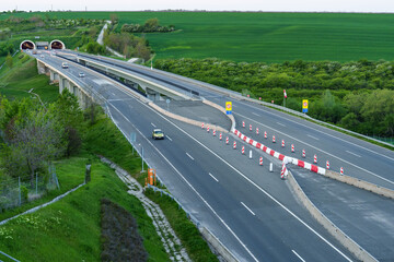 Hungarian M6 highway with tunel