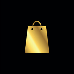 Gold Color Shopping Bag Paper Bag Icon Vector Template