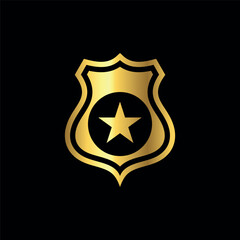 Gold Color shield police star icon vector template