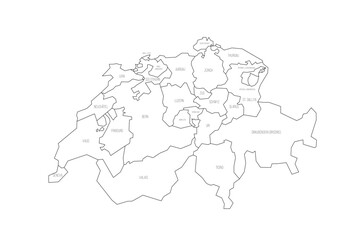 Switzerland political map of administrative divisions