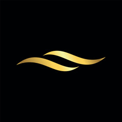 Gold Color Abstract Wave Water Element Vector Template
