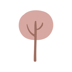 Cute modern pink tree. Boho vector illustration isolated on white 