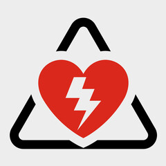 Aed, automataed, defibrillator, external, heart, red, sign icon on transparent background