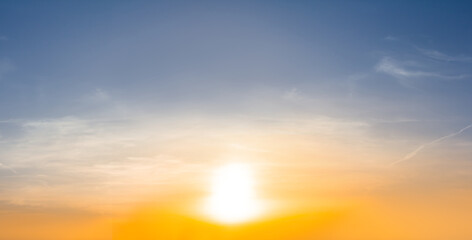 Naklejka na ściany i meble blue cloudy sky at the dramatic sunset, evening sunset natural background