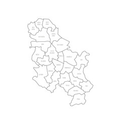 Serbia political map of administrative divisions