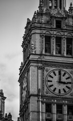 old clock tower black and white