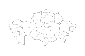 Kazakhstan political map of administrative divisions