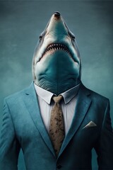 The shark. A beautiful animal in a costume.