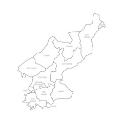 North Korea political map of administrative divisions