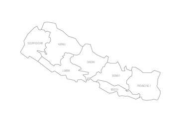 Nepal political map of administrative divisions