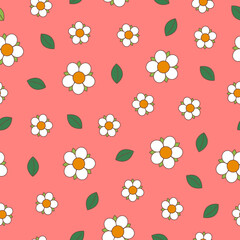 Patrón de flores. Flores blancas. Vector editable de flores. Prado de flores. Ilustración de plantas. Decoración. Plantilla floral.