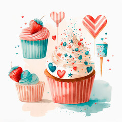 Cupcake watercolors