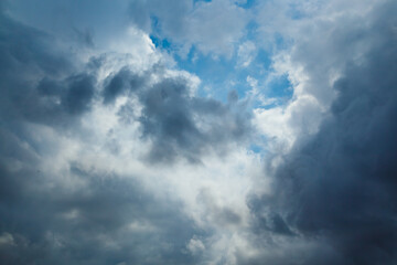 plane window view clouds and blue sunny sky, Loop of white clouds over blue sky with sun Rays nature blue sky white cleat weather