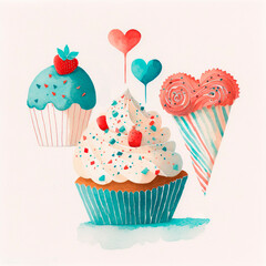 Cupcake watercolors