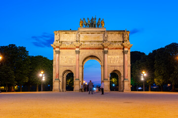 Carousel Arch of Triumph at sunset, Paris, France